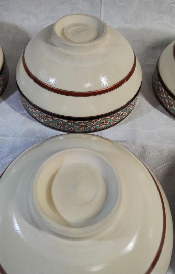 定靖　獨楽形　栄七宝　茶碗　10杯　共箱付　茶道具