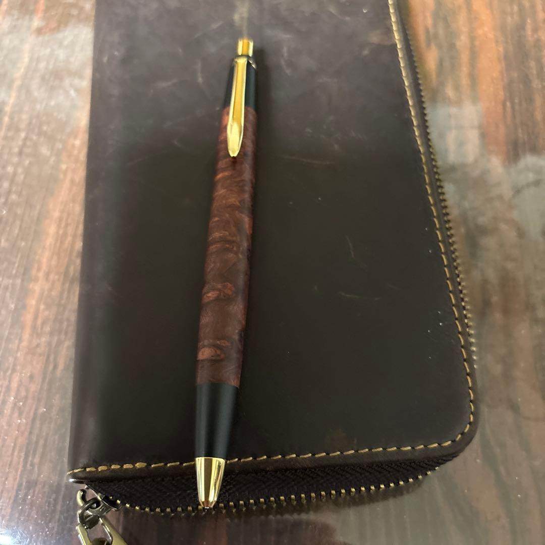 野原工芸特上花梨瘤杢 工房楔花梨紅白 工房楔縮杢 皮のふでばこ ピュアモルト