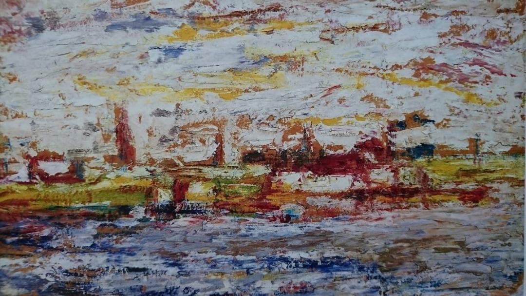 長谷川 利行「港風景」 、希少・画集画、人気作品、美品、新品額付