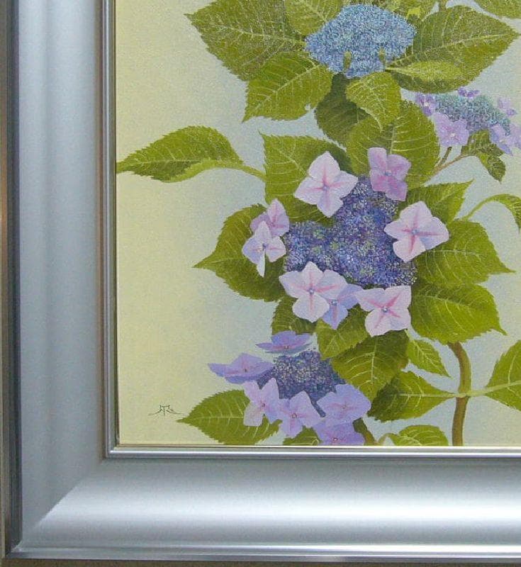 絵画 油絵 田浦信勝 肉筆油絵 静物画 額紫陽花 F8