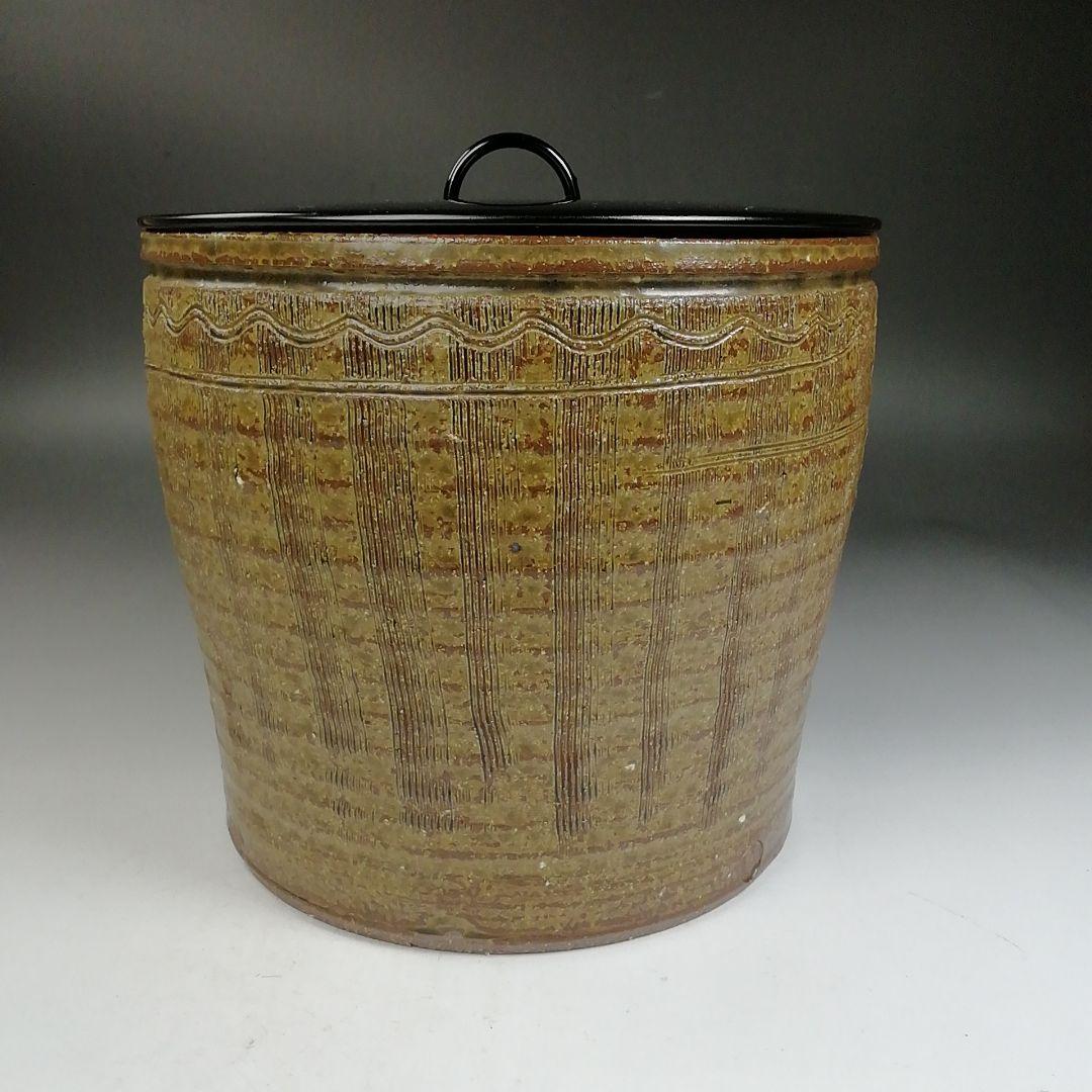 Ｗ１９３　水指　『縄簾　水指』『大石督幸 造』　共箱　茶道具