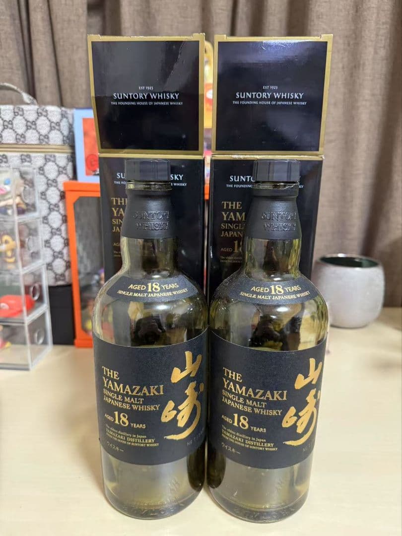 山崎◆18年熟成◆シングルモルトウイスキー空瓶/外箱2本
