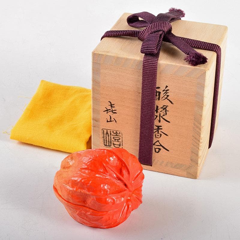 茶道具　加賀塗師　畦地喜山作　乾漆　酸漿香合　共箱　M　R5030