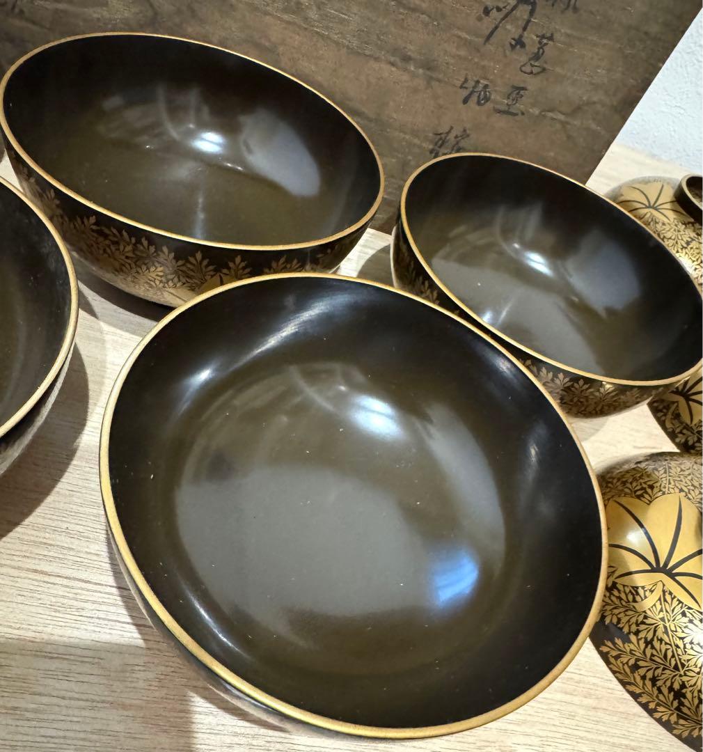 金蒔絵　塗師 金森春次　吸物椀　十客　共箱　長期保管品