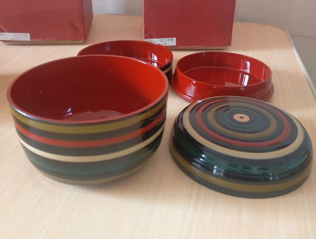 未使用　信玄弁当箱　2客まとめ売り　独楽塗 茶道具 懐石 会席　重箱　美品