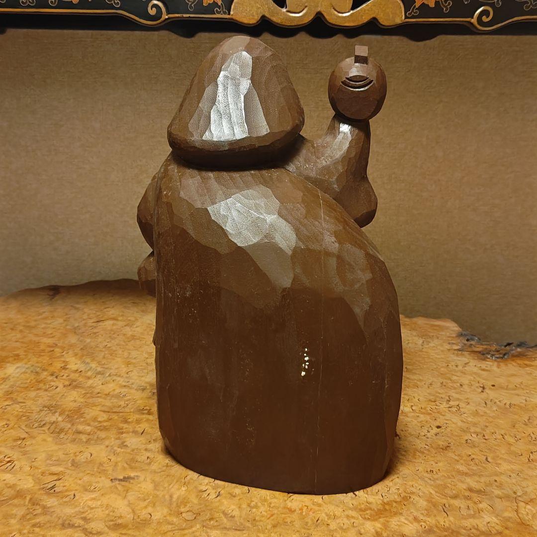 希少時代木彫　クスノキ一刀彫大黒天像36cm 香木骨董縁起飾品美術品骨董品茶道具