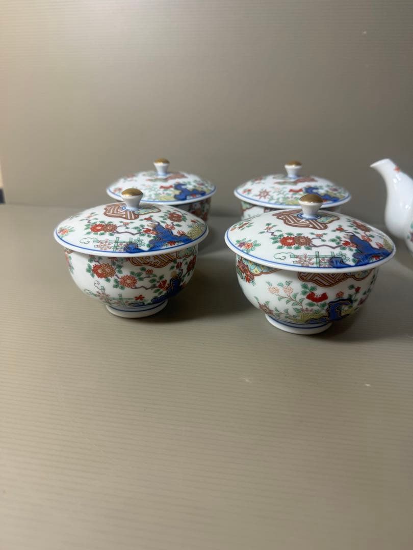 2399 有田焼　弥左衛門　茶器セット　急須1客　湯呑蓋付4客　金彩