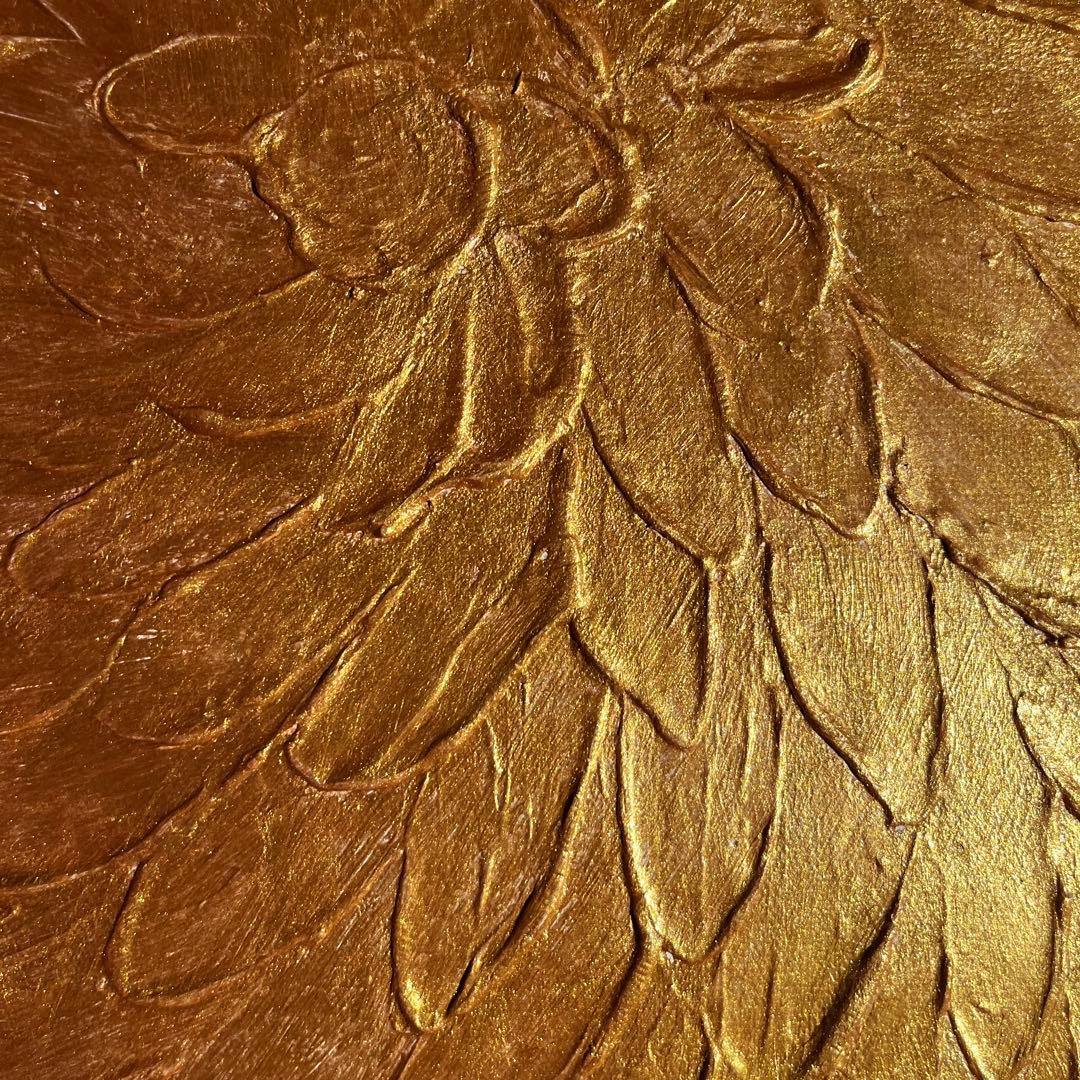 ★秀作★ 手書き油絵 ゴールドペタル 肉筆絵画 インテリア 油彩画