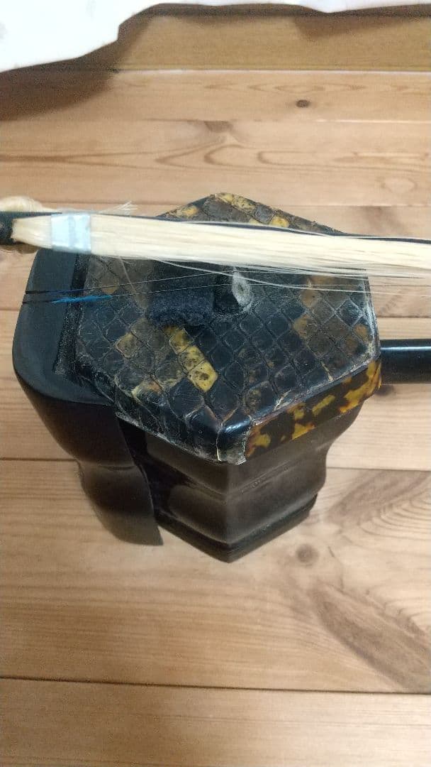 ニ胡　民族古楽器 ソフトケースと音程表示装置、替えの弓、内弦、外弦付き