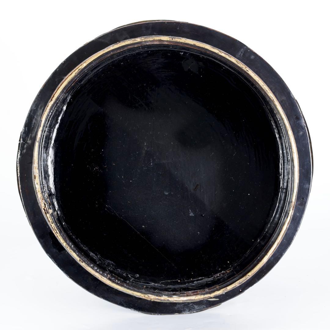 江戸後期〜明治期 黒漆塗 金蒔絵牡丹唐草文 行器 ほかい 婚礼道具 骨董 古美術