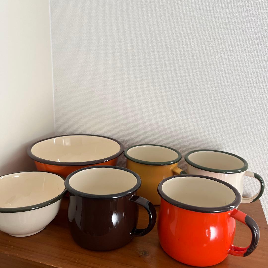 エマリアオルクシュ　マグカップ　ミキシングボウル　ホーロー　6点セット