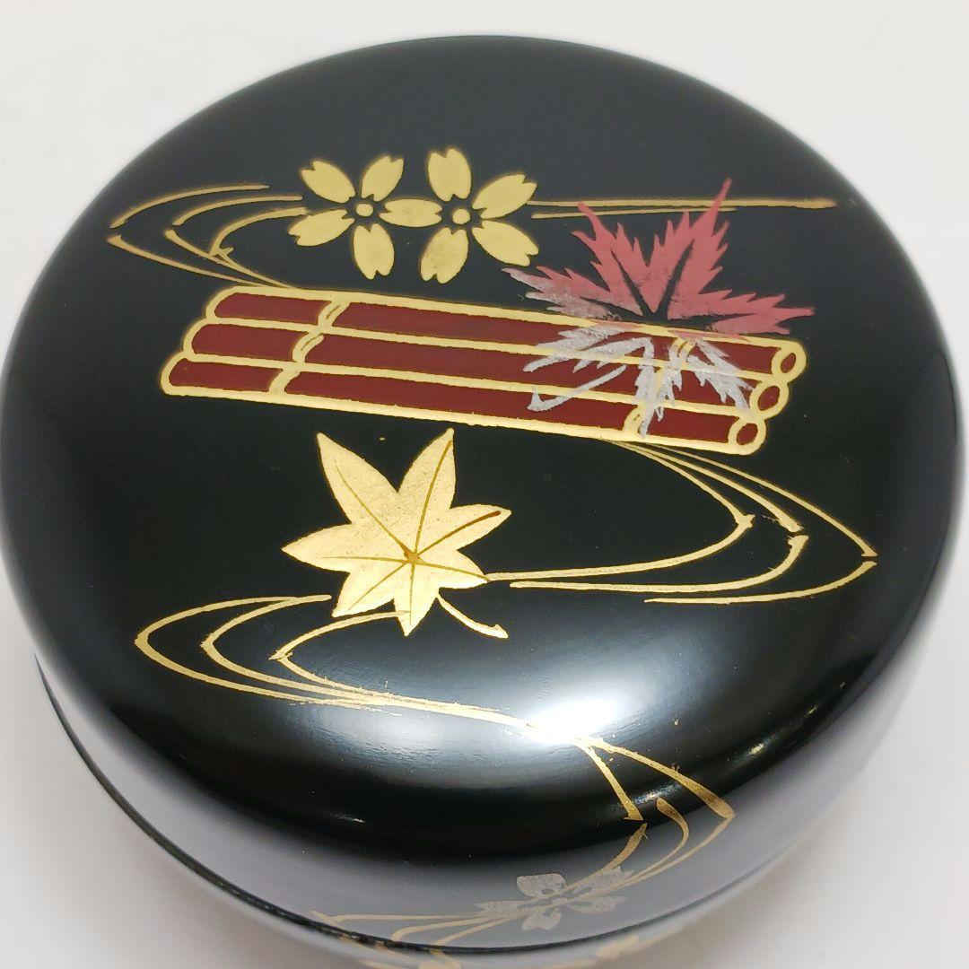 Y3336-4 茶道具 金彩 春秋流水蒔絵 棗・香合 2点セット　う