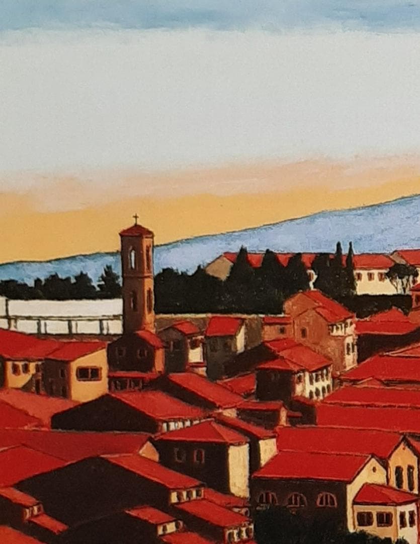 荒木淳一、「ペルージャ」、希少画集の額装画、四季、風景、人気作品