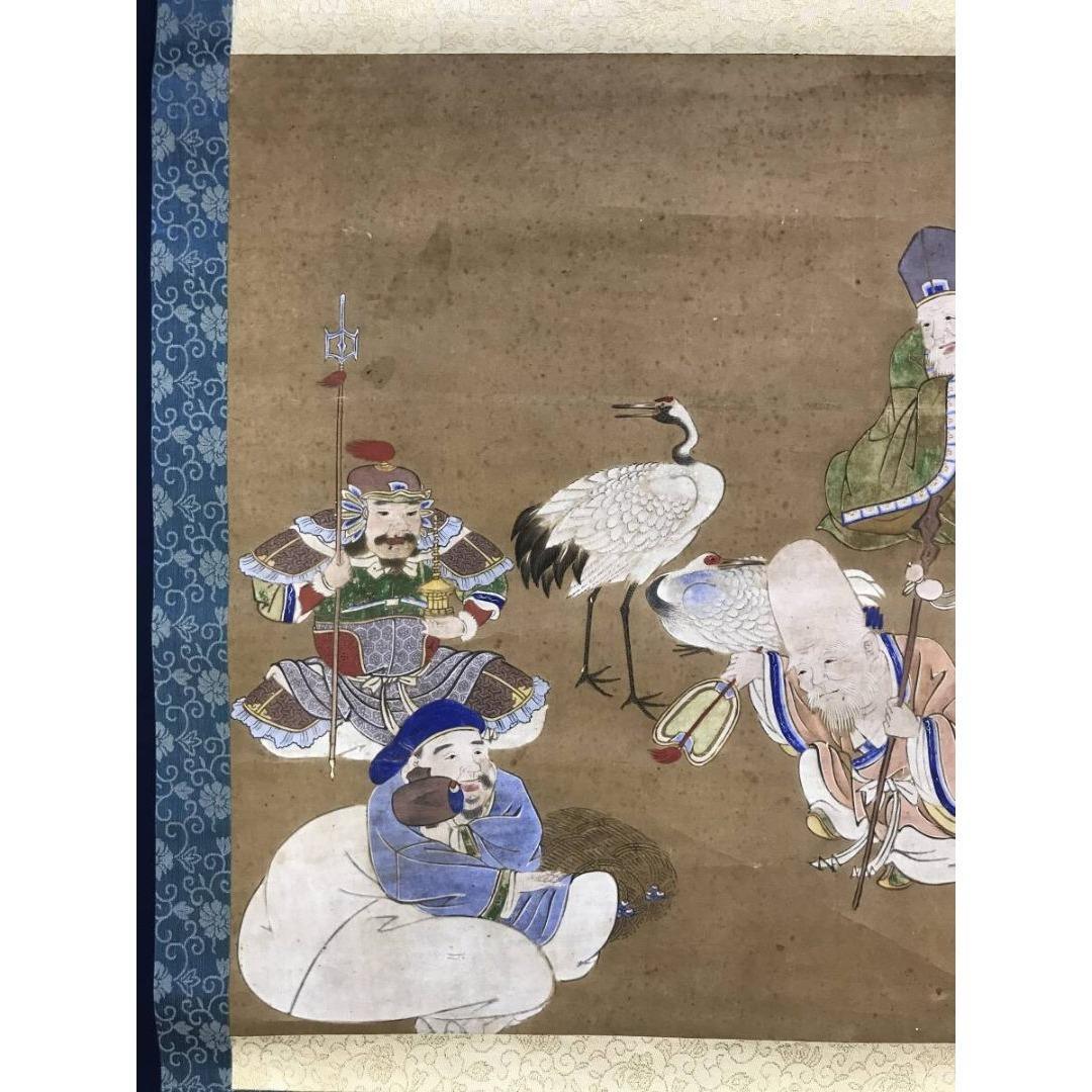 真作/作者不詳/七福神図/古画/人物図/祝/正月/掛軸/名家伝来/AK-451