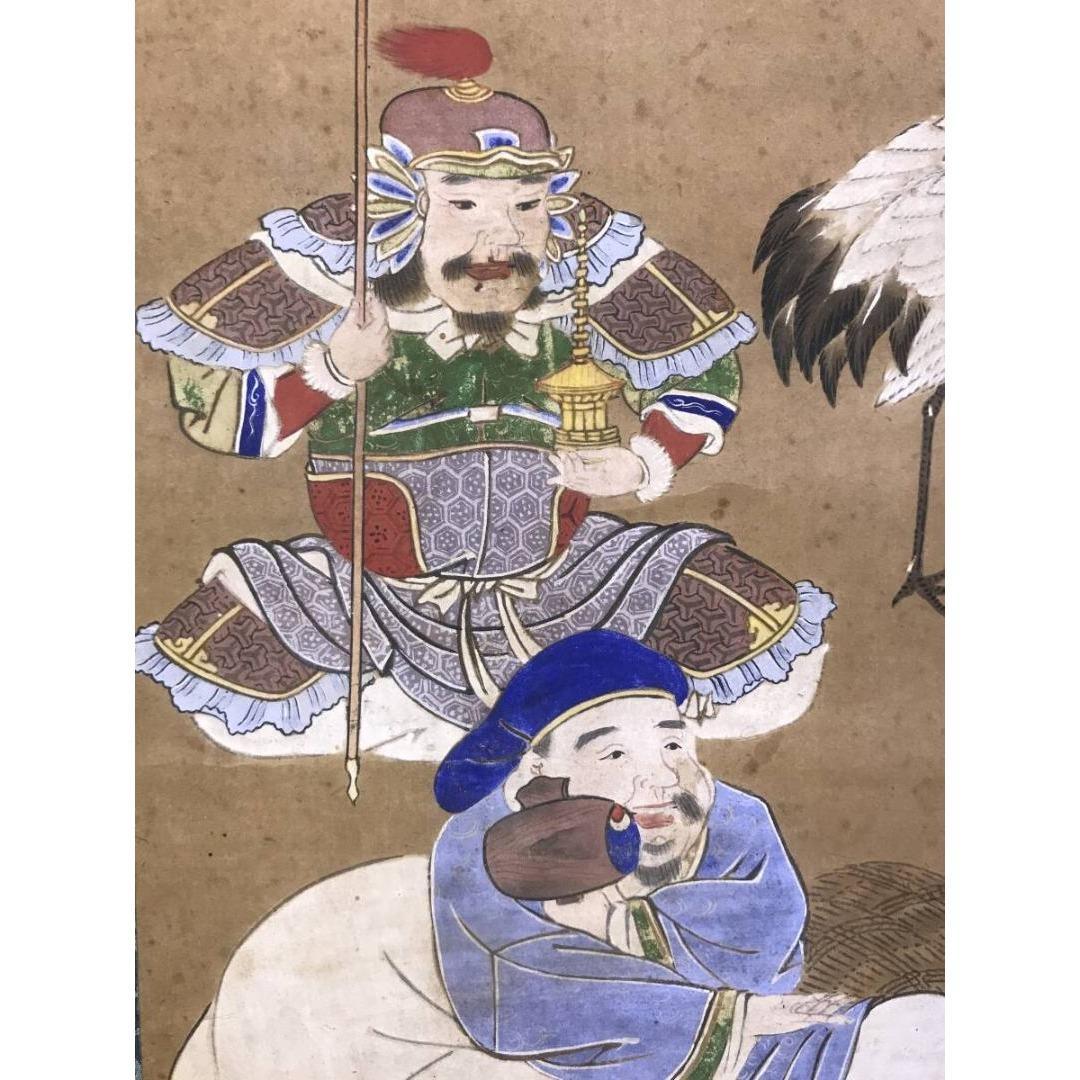 真作/作者不詳/七福神図/古画/人物図/祝/正月/掛軸/名家伝来/AK-451