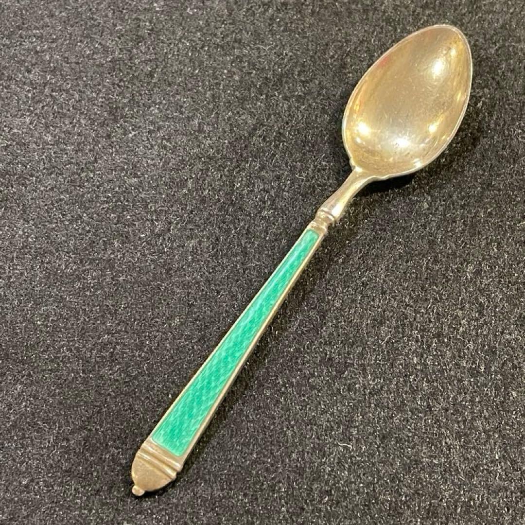 デヴィット アンデルセン スプーン シルバー 純銀 グリーン　七宝焼