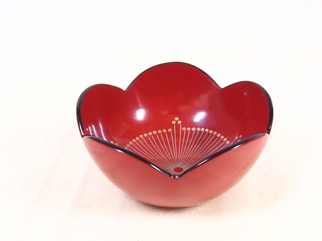 【良品】輪島塗 紫雲堂 蒔絵付き 梅小鉢10客 向付/珍味器 朱塗 漆器/食器