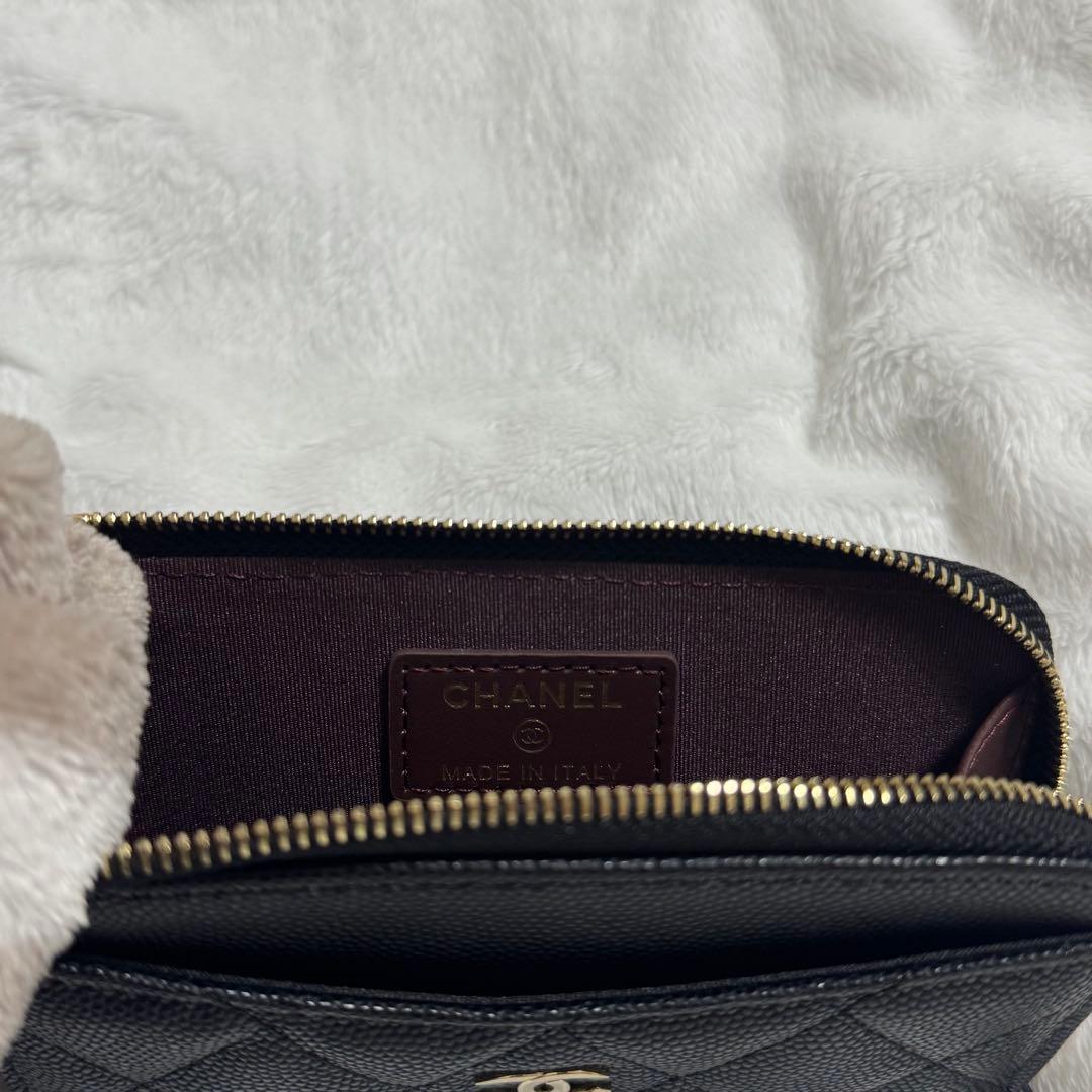 CHANEL ノベルティ 財布 フラグメントケース ブラック キャビアスキン