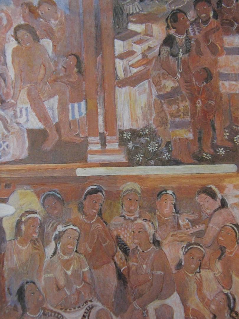 鈴木克久、【アジャンタの群像】、希少な額装用画集より