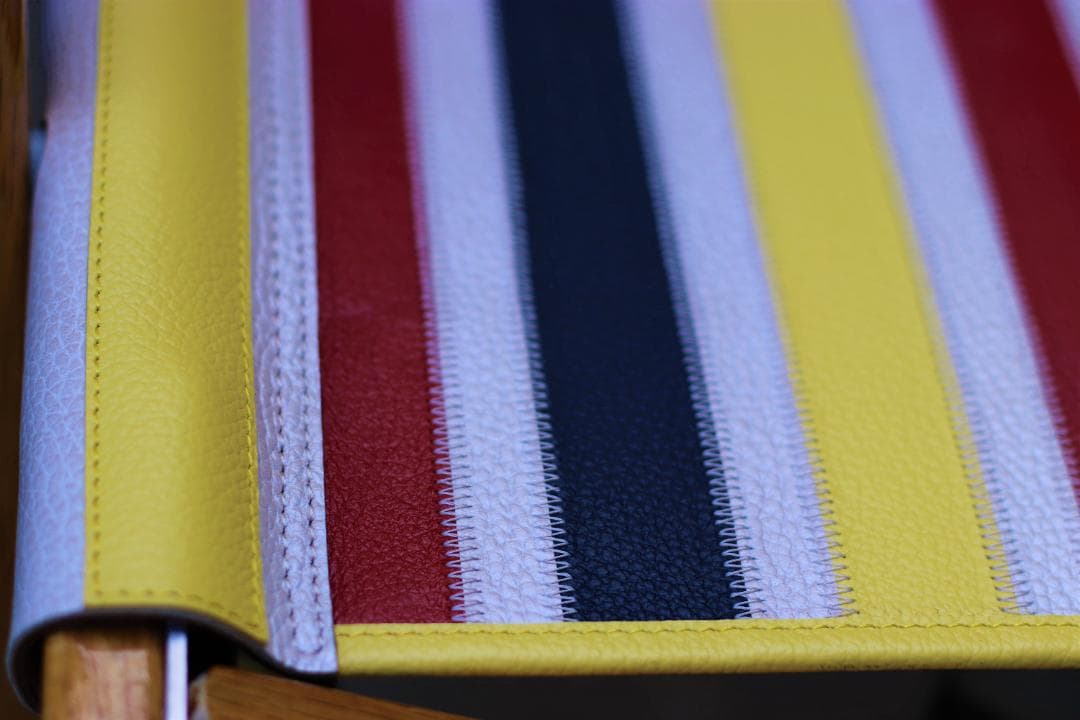 カーミットチェア　張り替えレザーシート【マルチカラーストライプ】