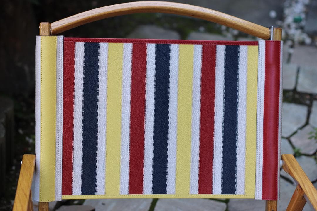 カーミットチェア　張り替えレザーシート【マルチカラーストライプ】