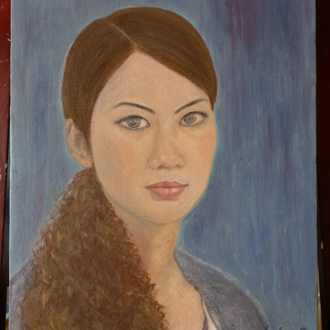 油彩画：神戸中華街の女性　　F6号