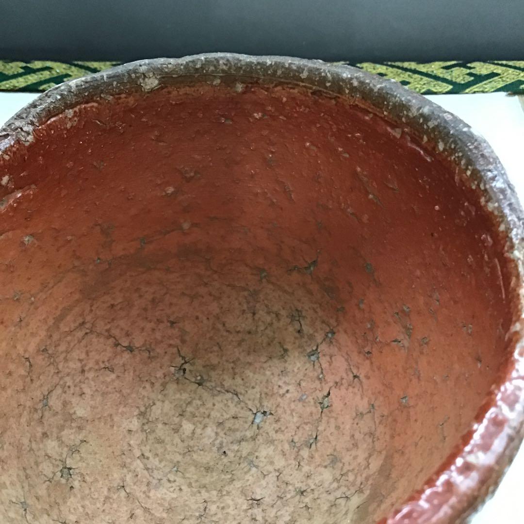 茶道具　火色茶盌　銘　大原路ト号　山田健吉作　妙玄斎書付　栞　共箱　S269CW