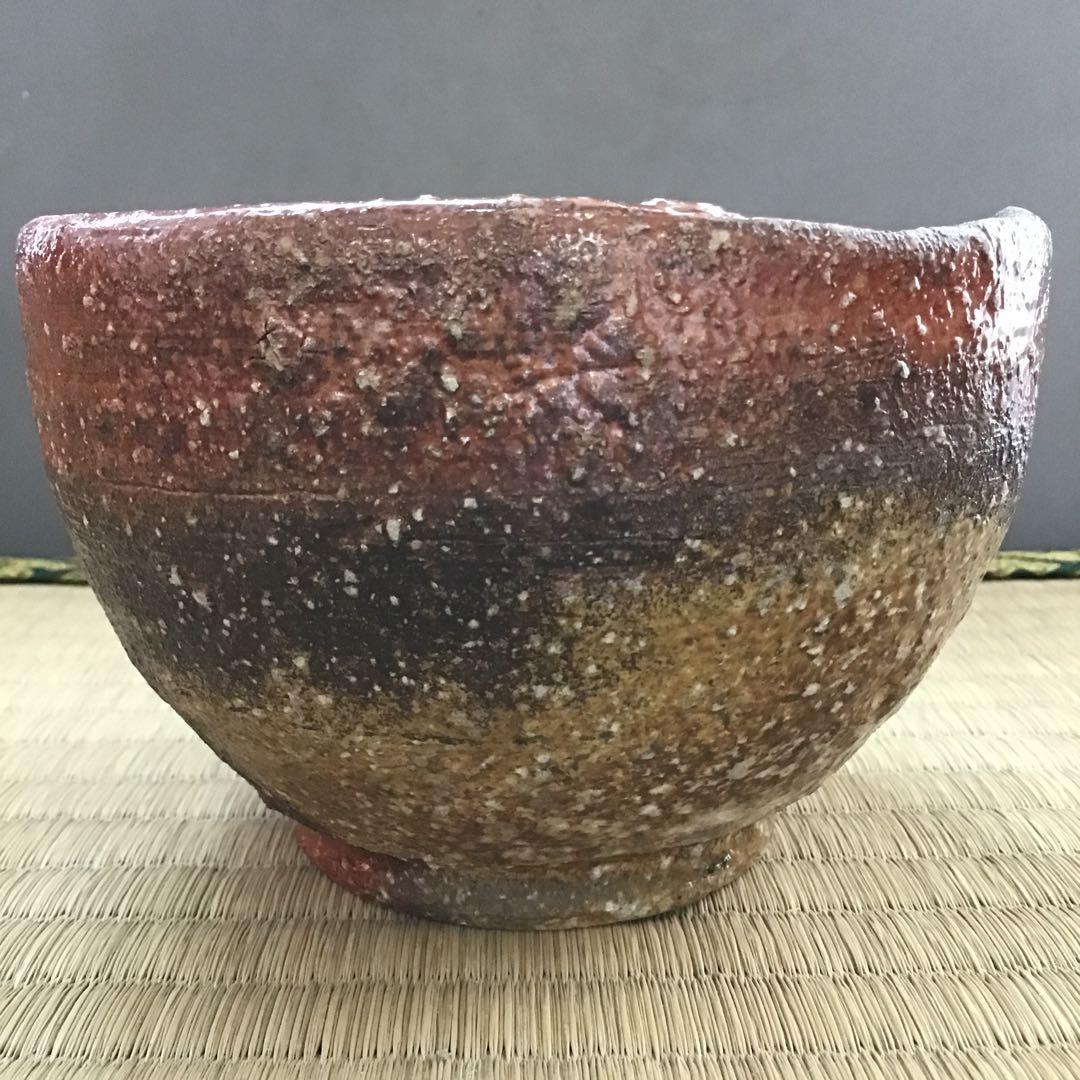 茶道具　火色茶盌　銘　大原路ト号　山田健吉作　妙玄斎書付　栞　共箱　S269CW