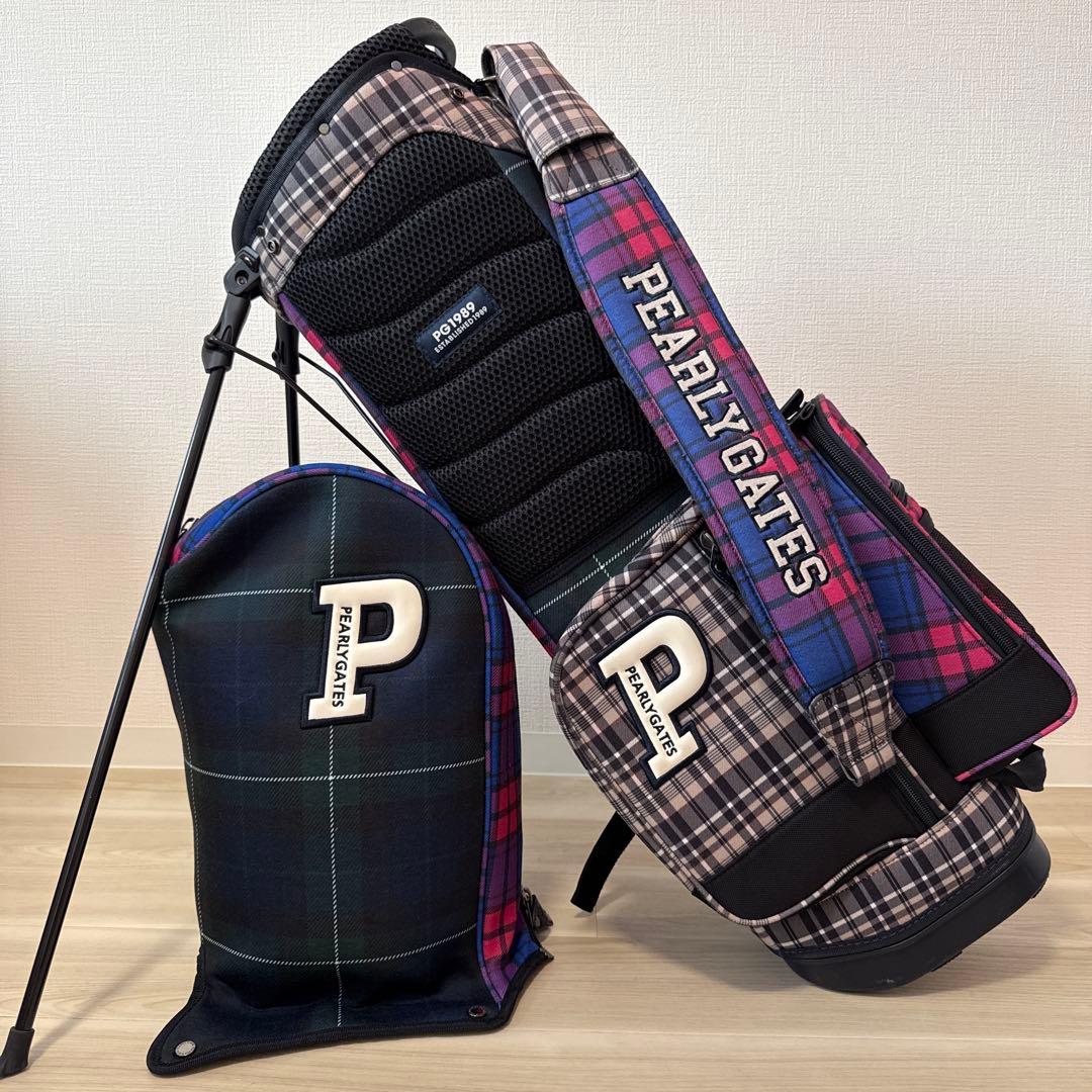 パーリーゲイツ　キャディバッグ　スタンド式　軽量　チェック柄