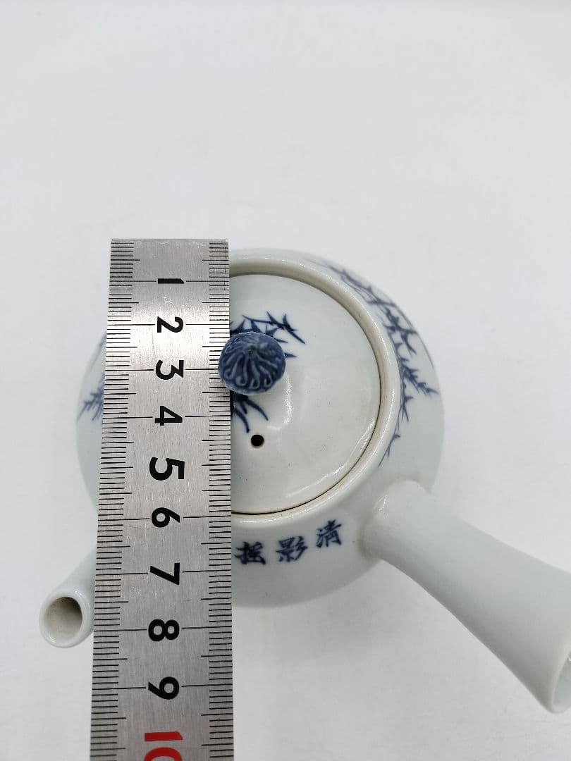 c733 煎茶器セット 染付　竹 「清影揺風」湲仙 5客 茶道具 古物