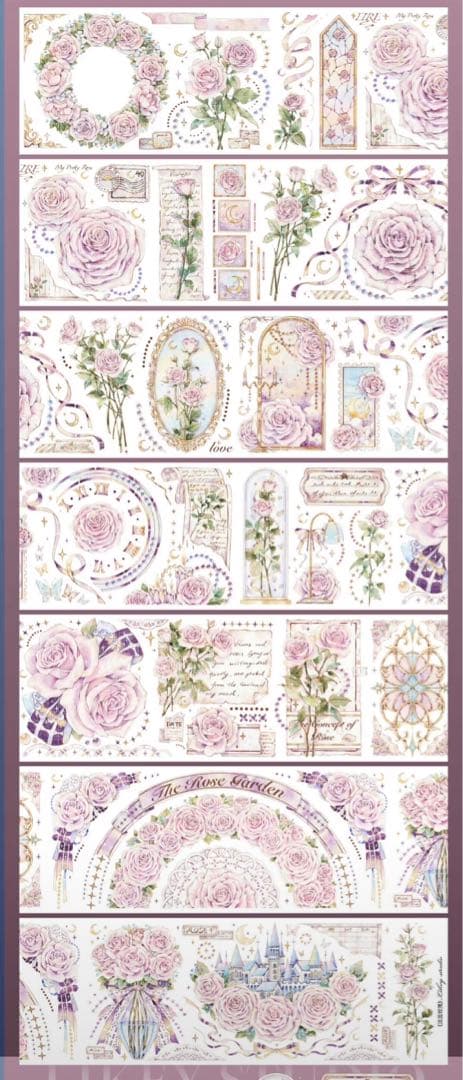 M1297.Likey文創 淡蕊玫瑰 マスキングテープ PET贝壳光