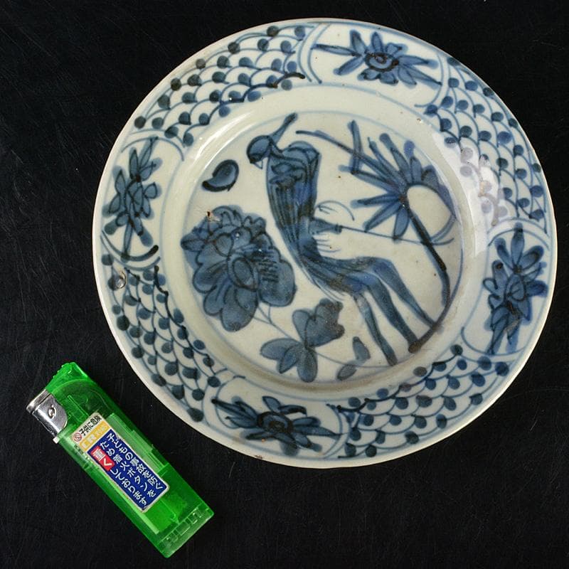 中国　南京染付　人物花文　小皿　V　R7488