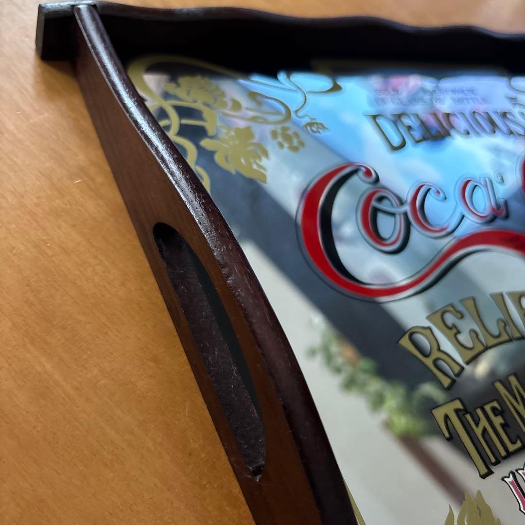 コカ•コーラ ヴィンテージ・パブミラー トレー　木製