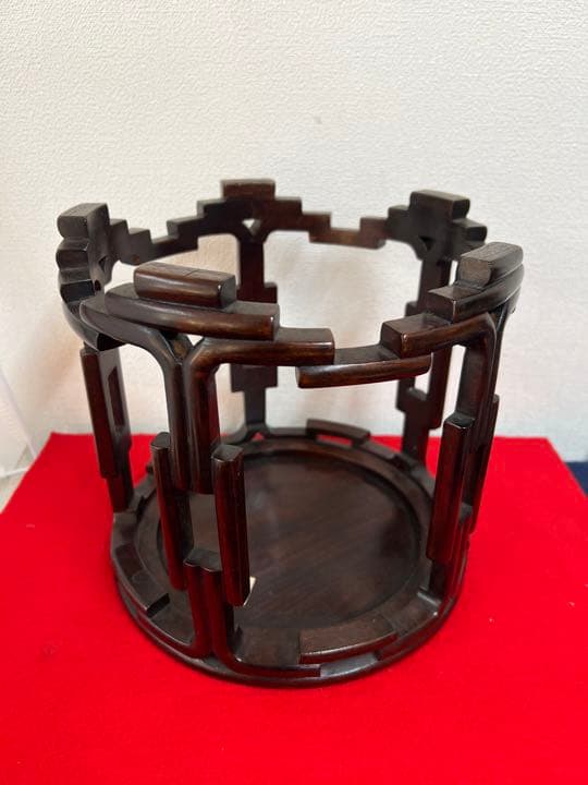 古美術/物置/紫檀台；F25