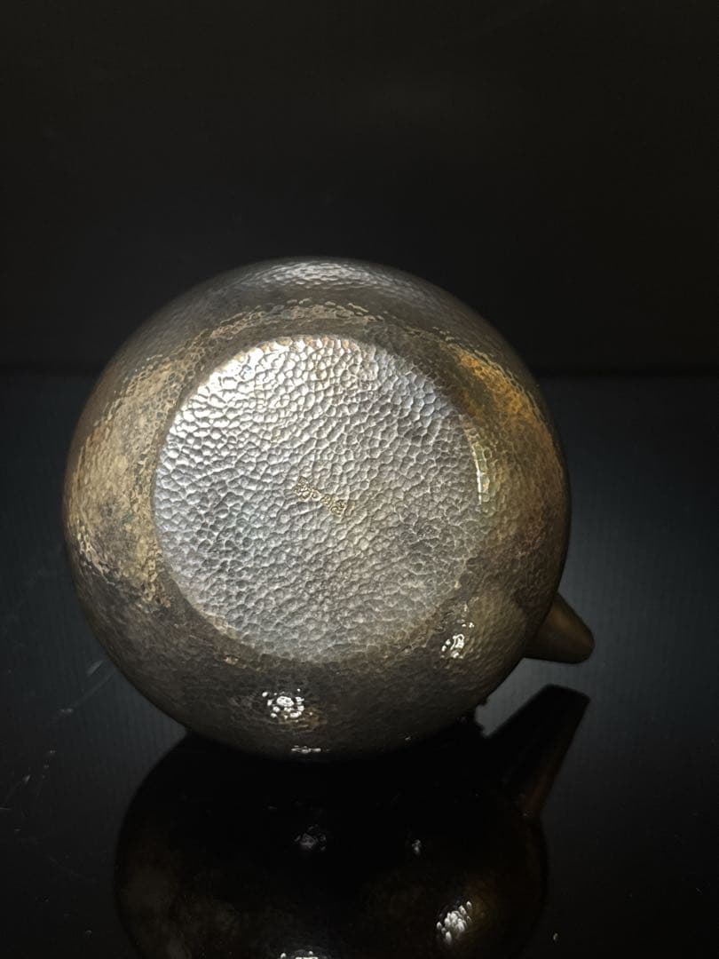 小振 純銀 羽田造 槌目 砲口 銀瓶 桐箱付 茶道具