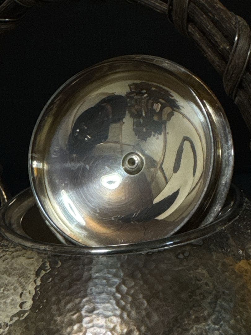 小振 純銀 羽田造 槌目 砲口 銀瓶 桐箱付 茶道具