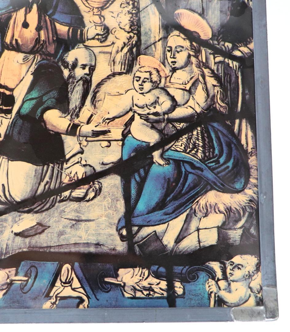 東方三博士の礼拝 ヴィンテージ ステンドグラス マギ キリスト 誕生 アメリカ製