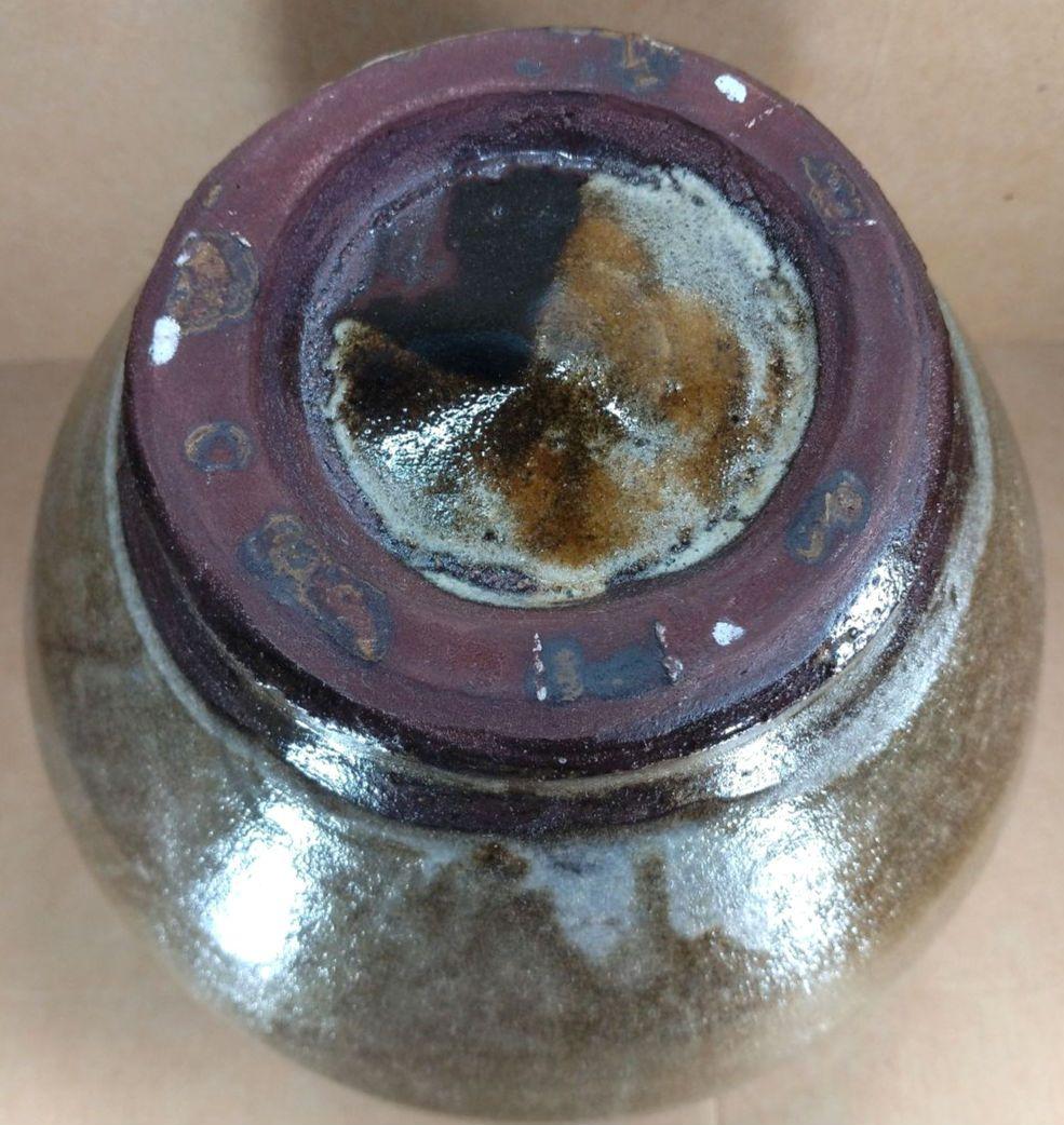 人間国宝 濱田庄司(浜田庄司) 掛分肩紐花瓶【濱田友緒識箱】益子焼 誂え桐箱