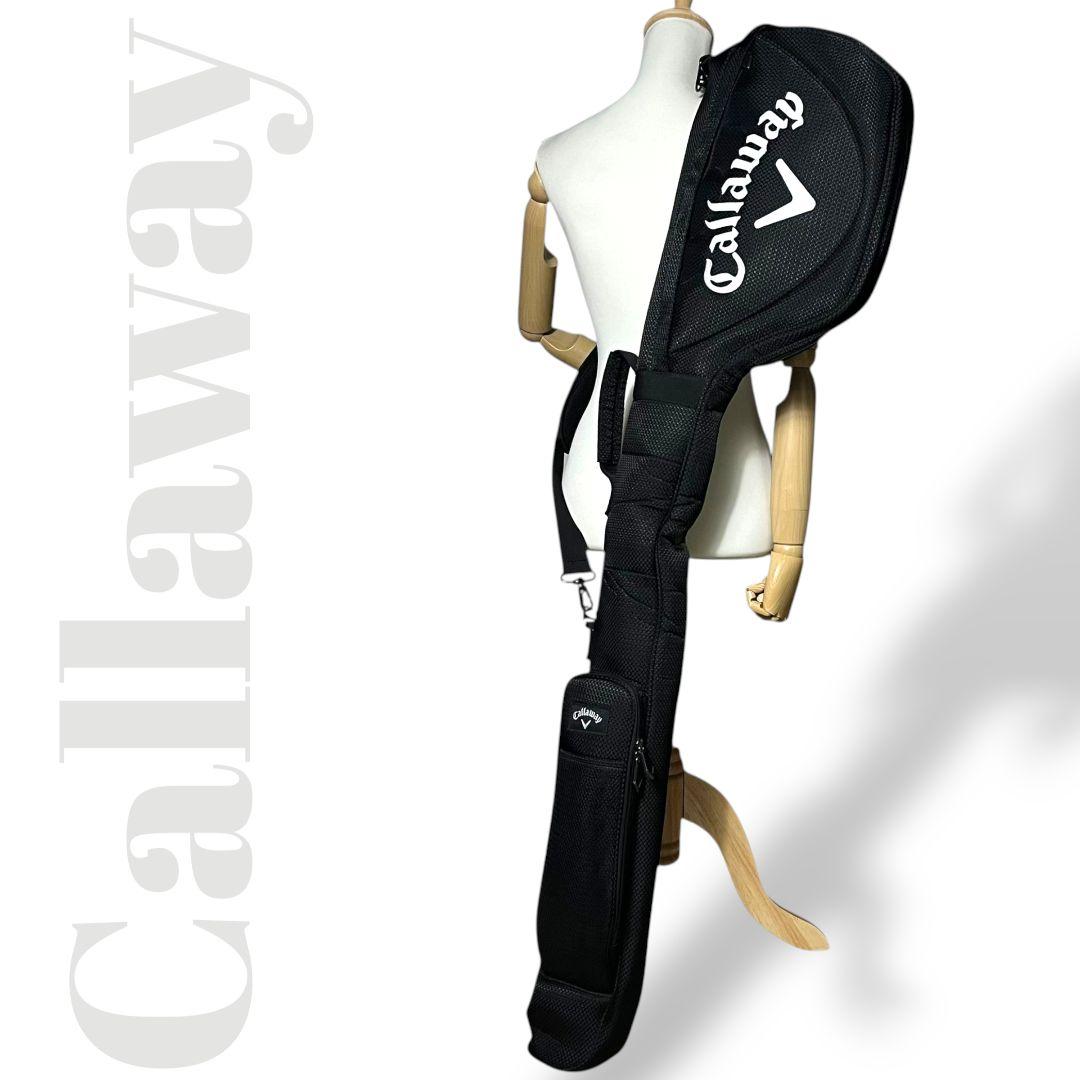 極美品✨キャロウェイ　クラブケース　ナイロン　刺繍ロゴ　肩パット　斜め掛け　黒