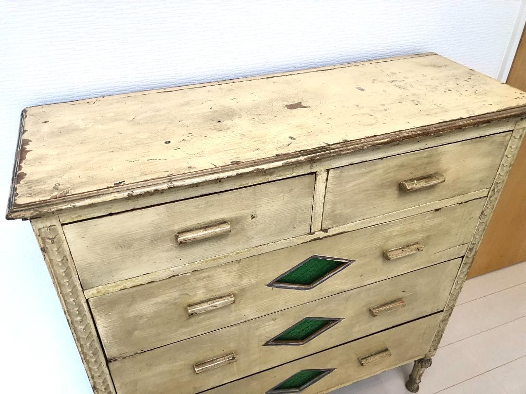 【フランス アンティーク家具】シャビーシック アンティークチェスト キャビネット