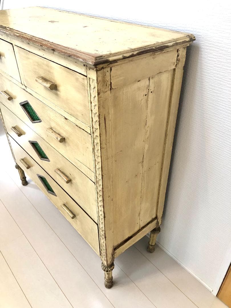 【フランス アンティーク家具】シャビーシック アンティークチェスト キャビネット