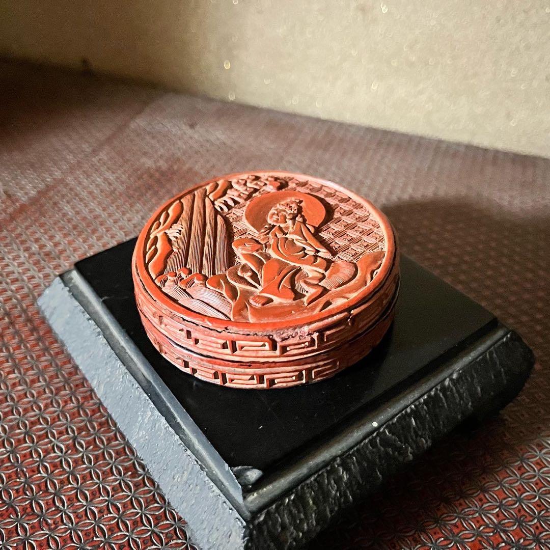 骨董品　堆朱香合