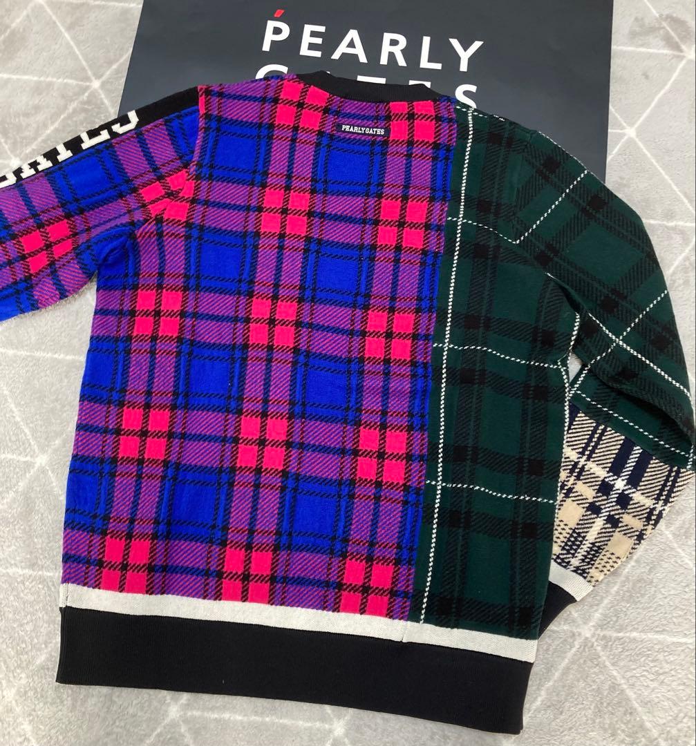 新品 パーリーゲイツ クルーネックニットプルオーバー(5)サイズL/マルチカラー