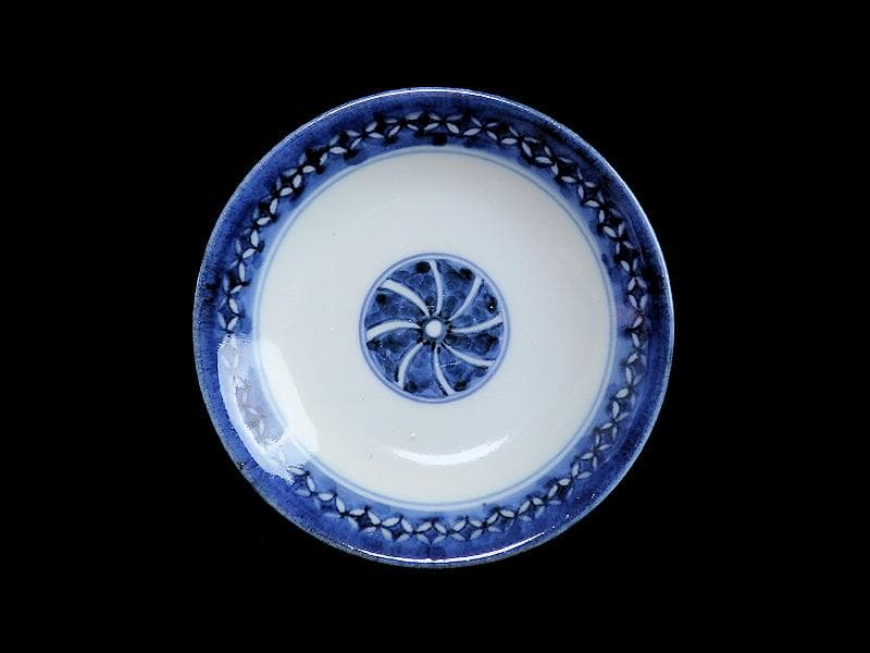 古伊万里　染付　鼓に調緒の図　蓋茶碗　江戸期　E213AS-CHl