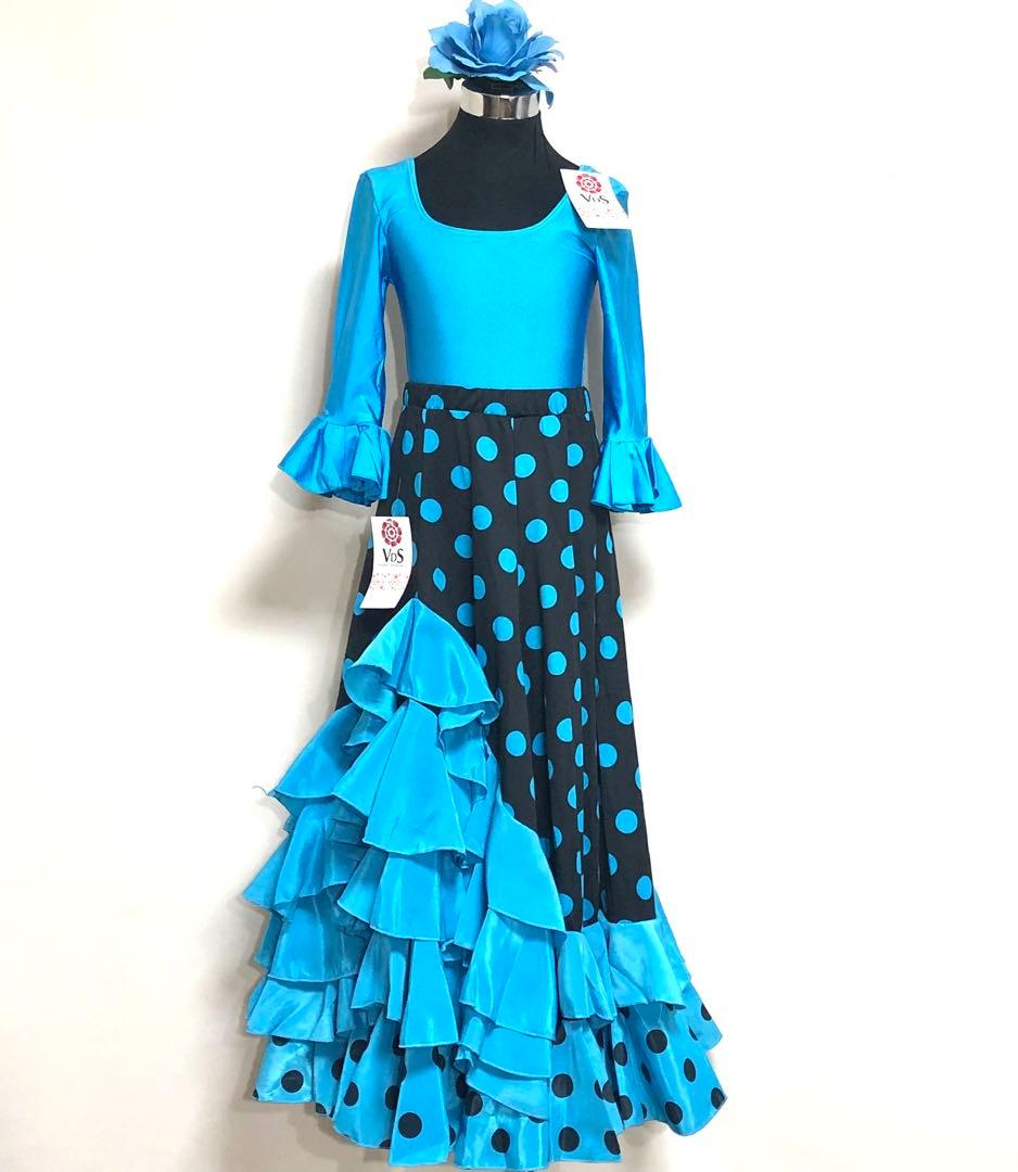 スペイン直輸入★10歳用ファルダセット　トルコ黒ドット