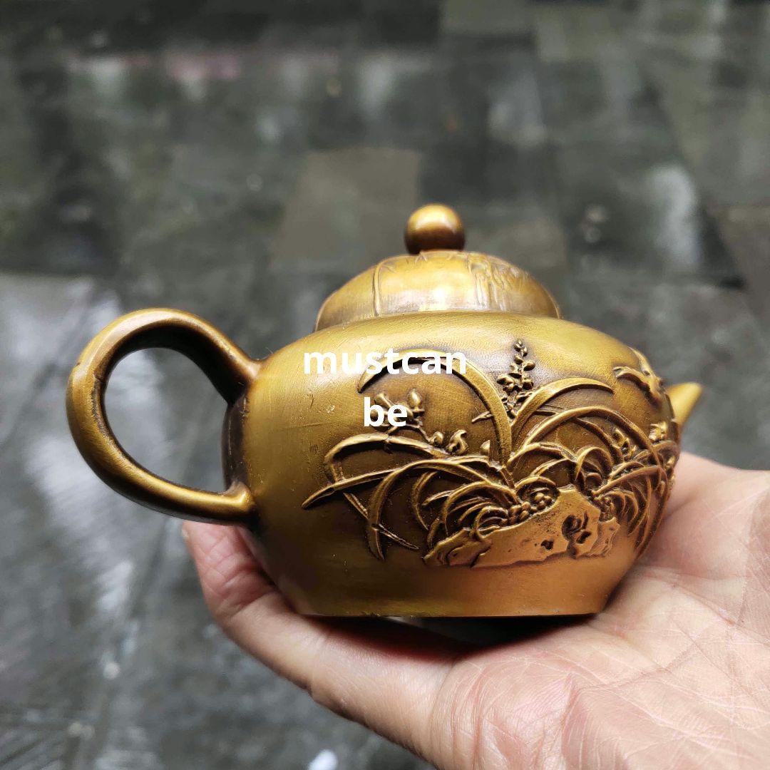 銅器 花鳥茶壺 酒壺 茶道具 煎茶器 工芸品 置物