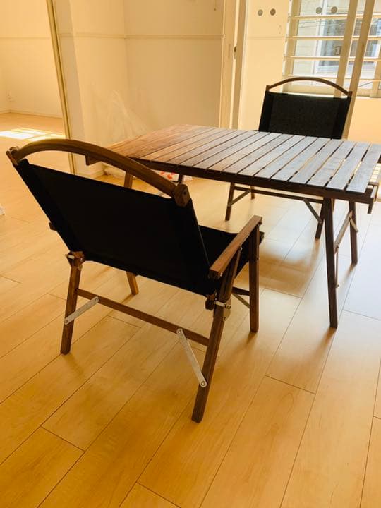 ウォールナットフォールディングチェア　テーブルセット　椅子分解可能