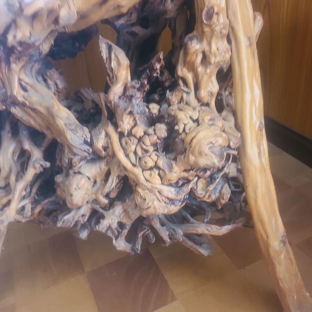 No.112 天然木　無垢材/根卓二段棚　木工芸　飾り台【希少】