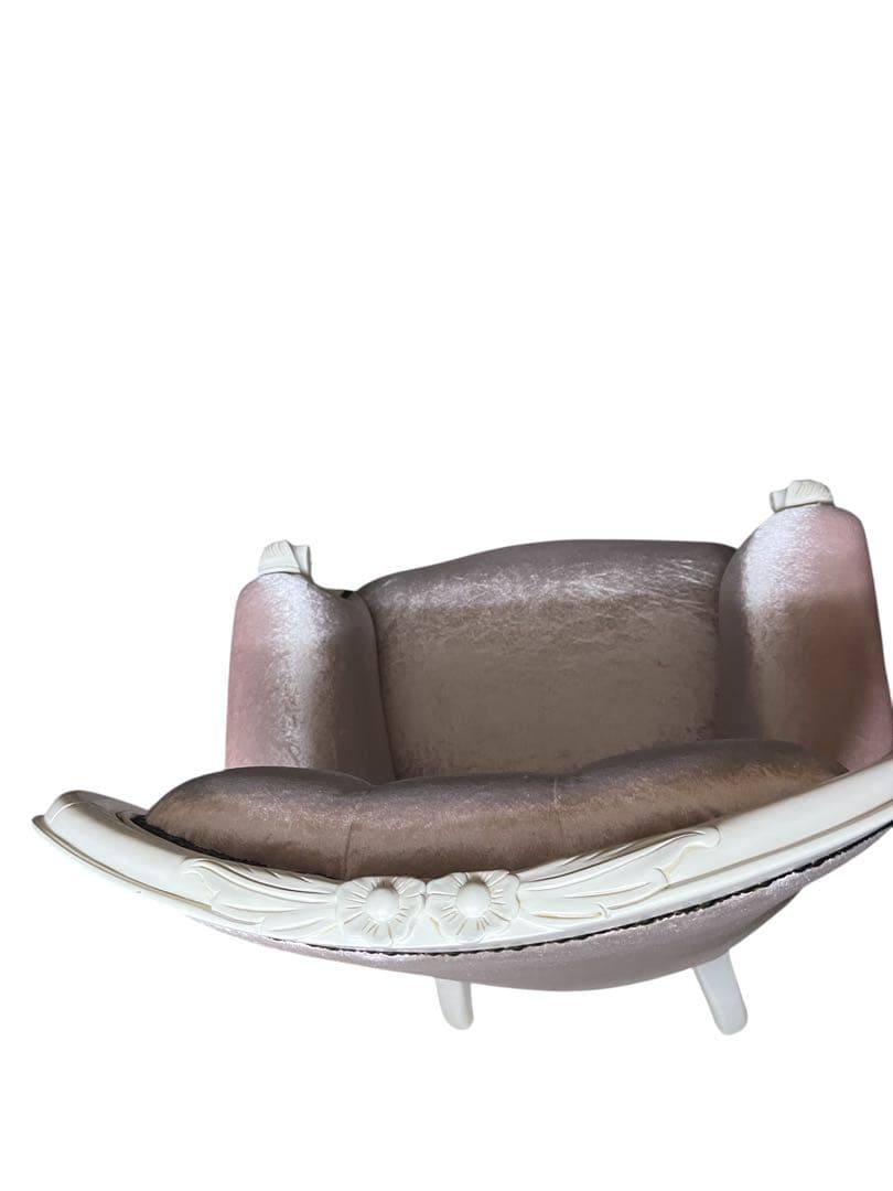 輸入家具　サロンチェア　ラウンジチェア　ピンク生地×ロココ調デザイン