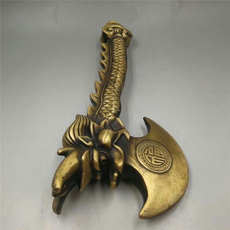 古玩工芸品の銅福の斧は古いです。パラジウムの置物です